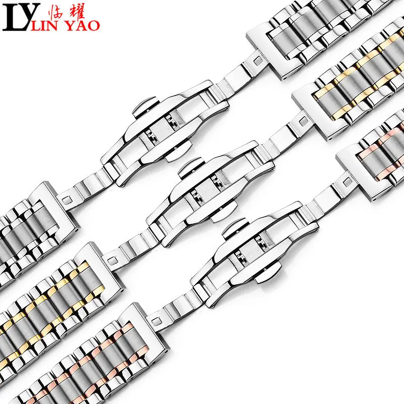 Браслет из нержавеющей стали браслет застежка-бабочка 18 мм/20 мм/21 мм/22 мм подходит