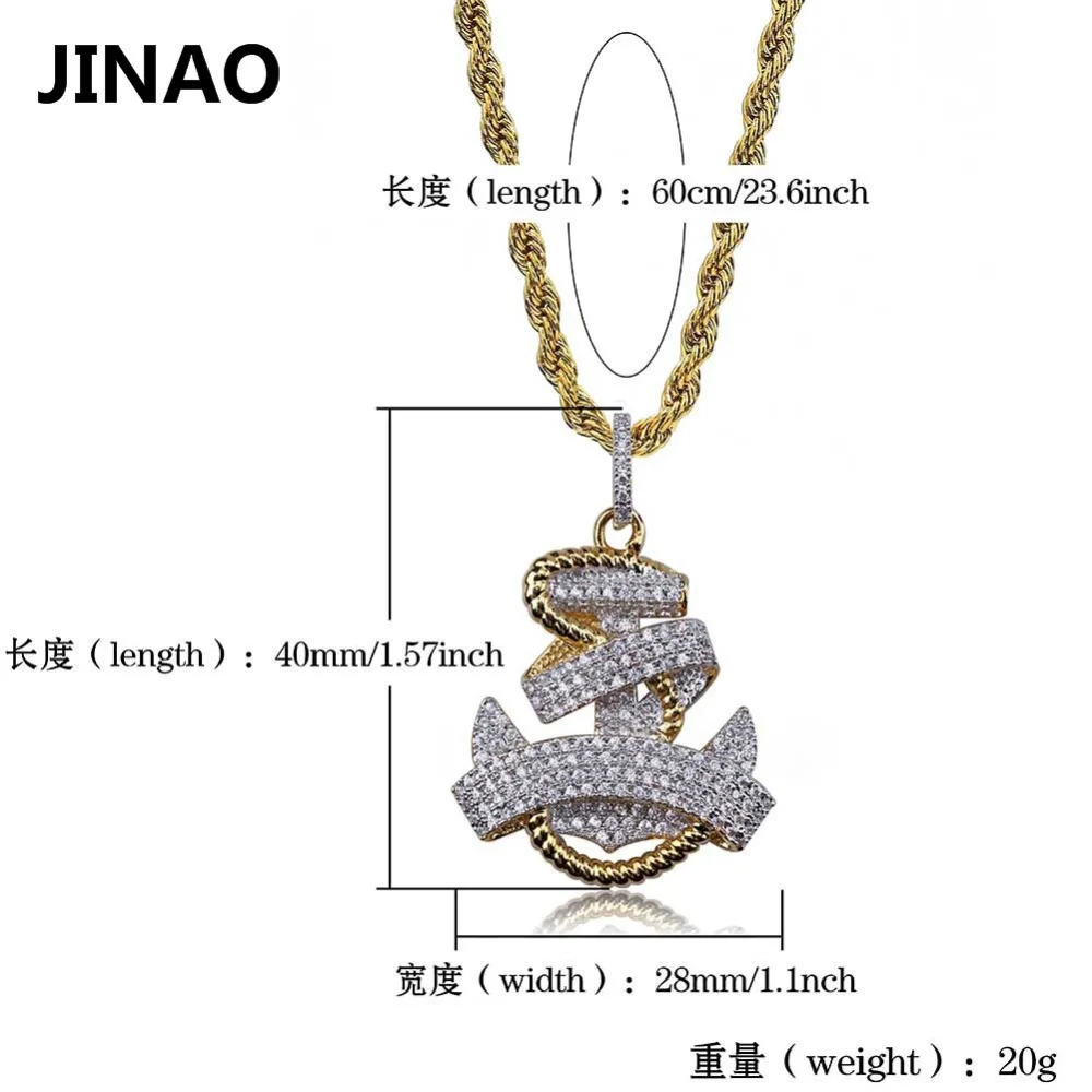 JINAO в стиле хип-хоп из золота Цвет покрытием Micro Pave Цирконий якорь колье с