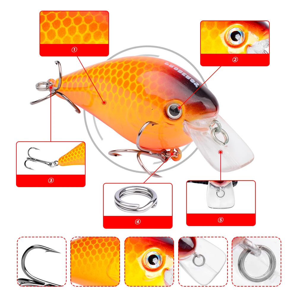 6 шт./лот Pro beros бренд Рыбалка приманки "-7.6 см/12.75 г-0.45 унц. Crankbait 6 цветов рыбалка снасти 6# крюк Рыбалка приманки
