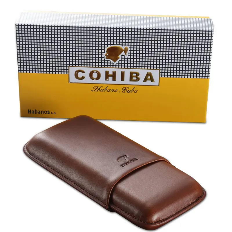 COHIBA портсигар кедровая древесина портативный дорожный Humidor вмещает 3 сигары аксессуары для сигар PT-361A