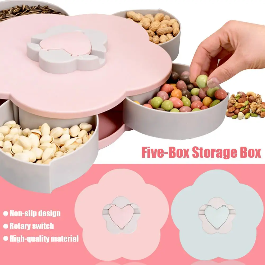 Вращающийся закуски конфеты коробка для хранения мульти Функция лепесток Форма