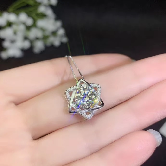 2 карат мигание moissanite драгоценный камень ожерелье лучше чем алмаз день рождения