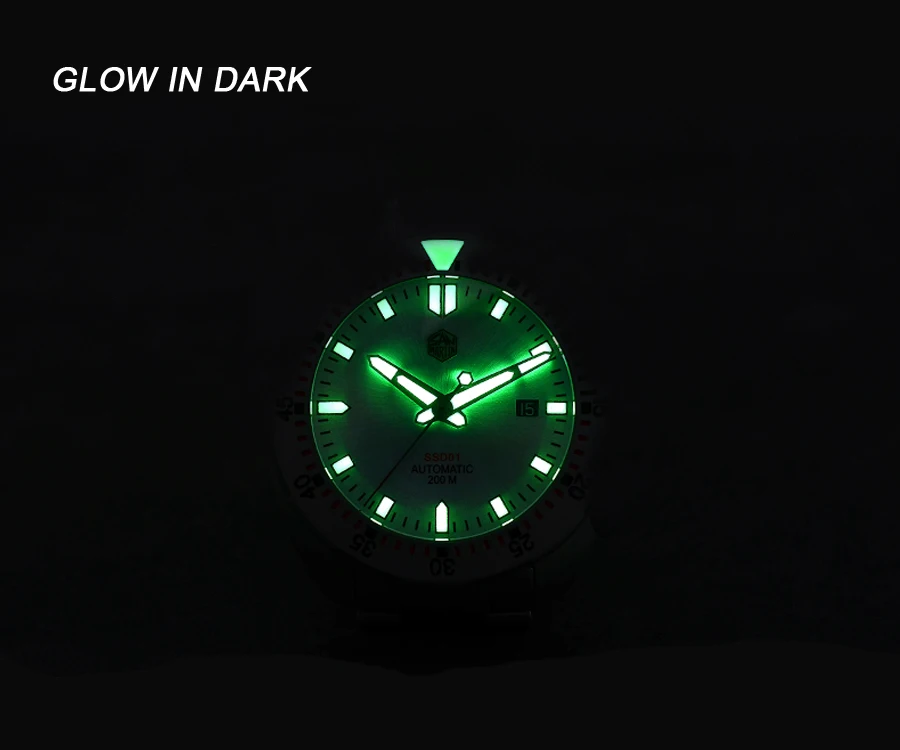 Lugyou San Martin Diver Мужские часы механические из нержавеющей стали Пескоструйный сапфир 20 АТМ водостойкий металлический браслет