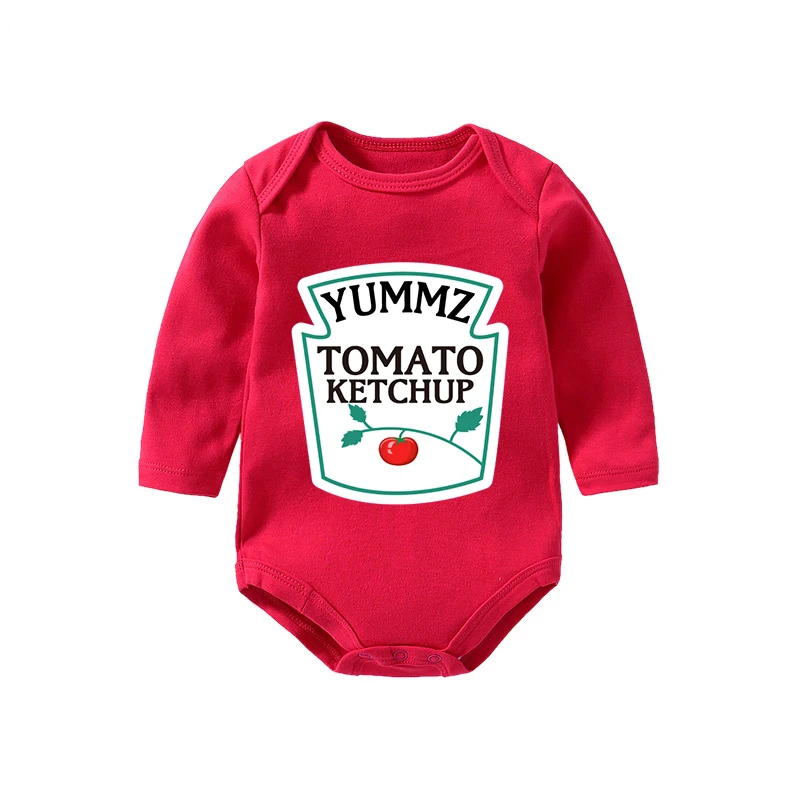 C YSCULBUTOL Yummz Tomato Ketchup детская одежда для близнецов горчичный красный и желтый комбинизон для маленьких мальчиков близнецов маленьких мальчиков девочек 0-12 м - Цвет: C