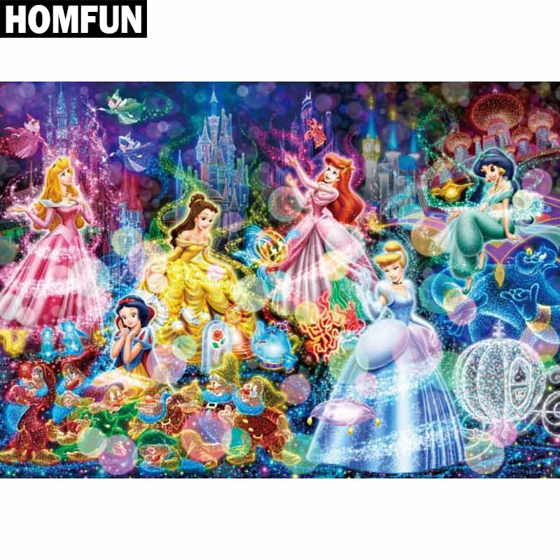 HOMFUN полный квадратный/круглый дрель 5D DIY Алмазная картина "Замок принцессы" вышивка крестиком 5D домашний Декор подарок
