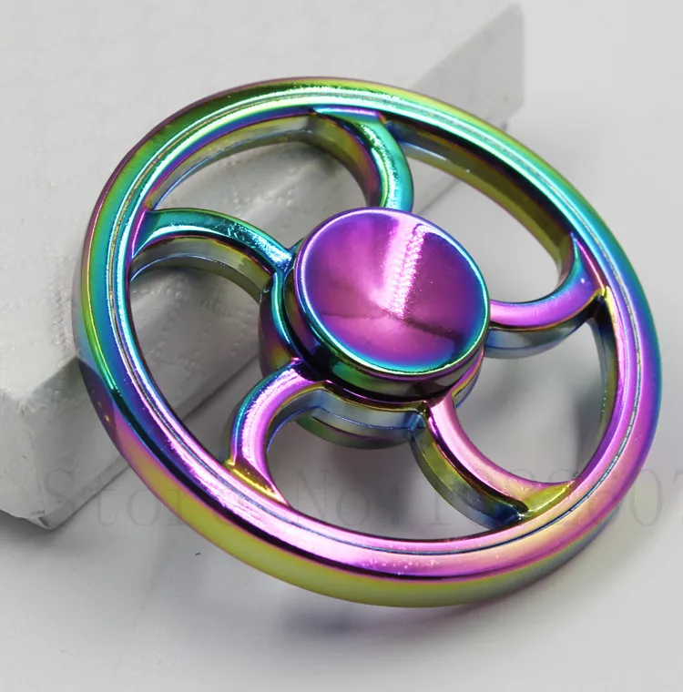 Радужные Спиннеры металлические три спиннера EDC ручной Спиннер для пальцев