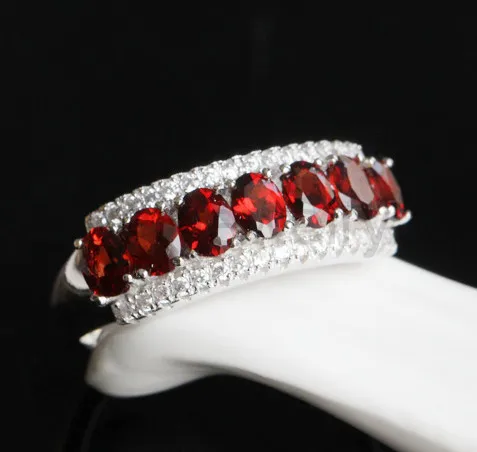 Ювелирное изделие из натурального граната кольцо серебра 925 пробы 0 3ct * 7 шт.
