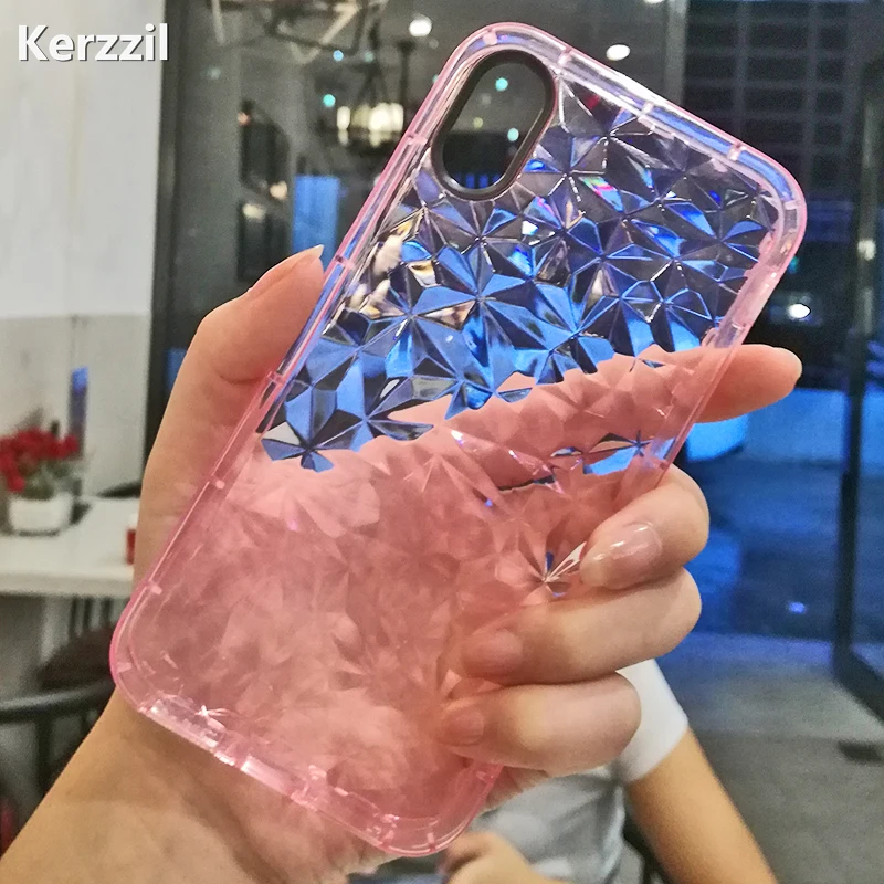 Роскошный противоударный чехол с алмазной текстурой для IPhone X XR XS MAX прозрачный