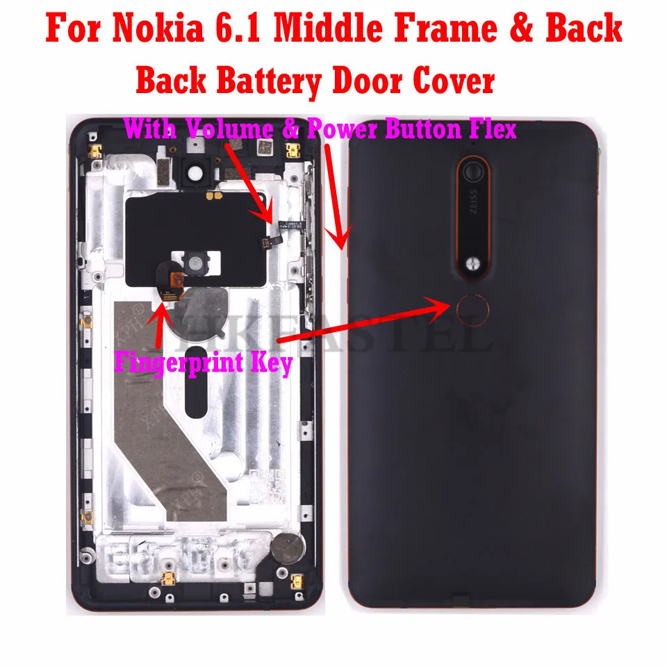 Оригинальный Корпус для Nokia 6 1 задняя крышка батарейного отсека с ЖК дисплеем и