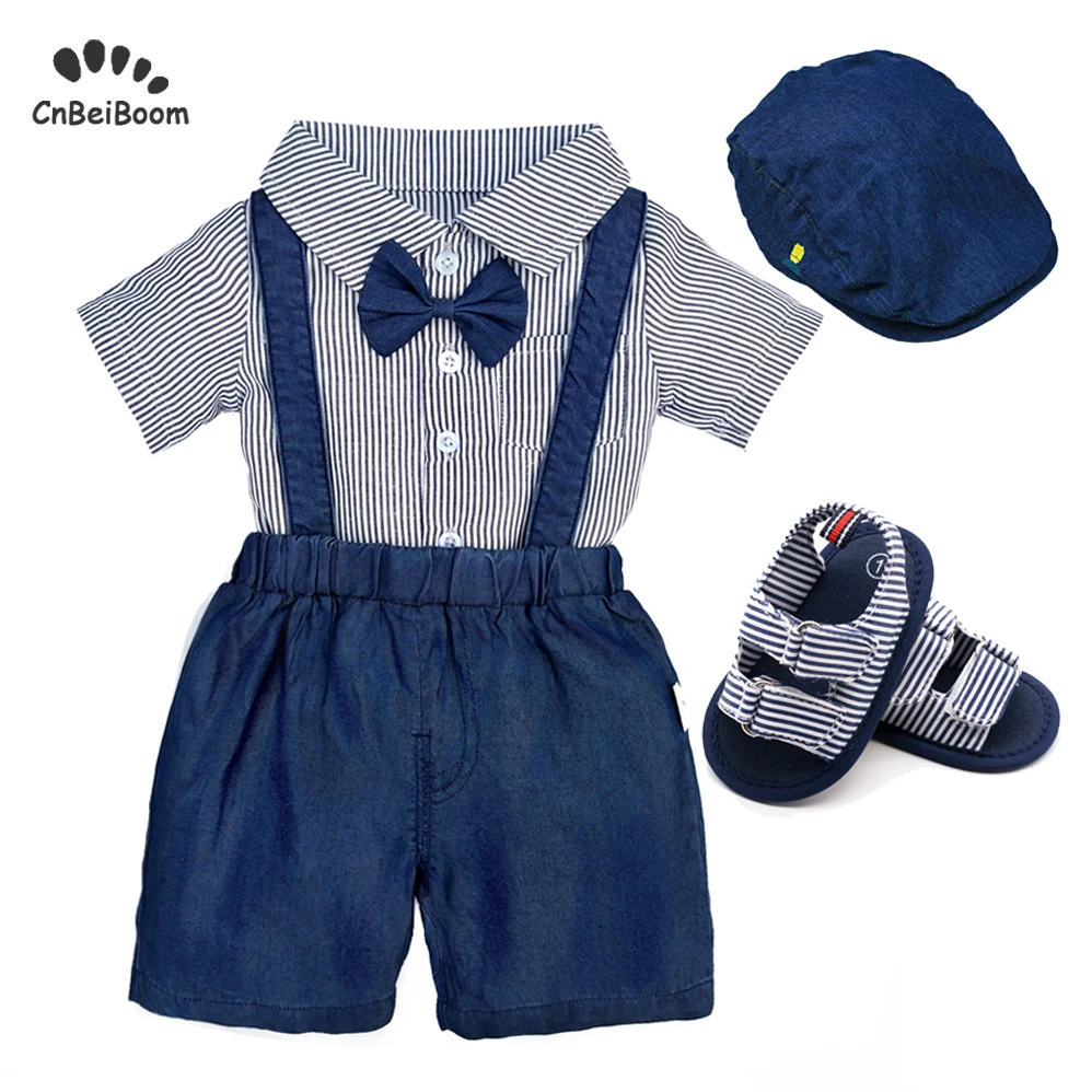 baby boy clothing shirt and suspender shorts newborn boys set t-shirts romper pants clothes for summer suit 4pcs |