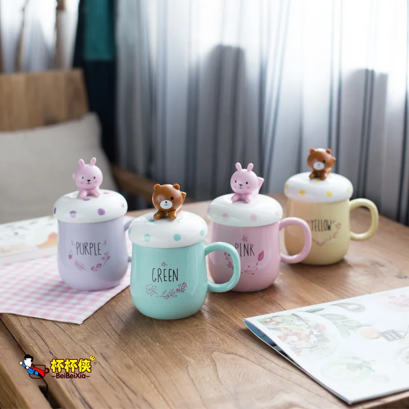 Оригинальная Милая 3d кружка с медведем и кроликом из мультфильма керамическая