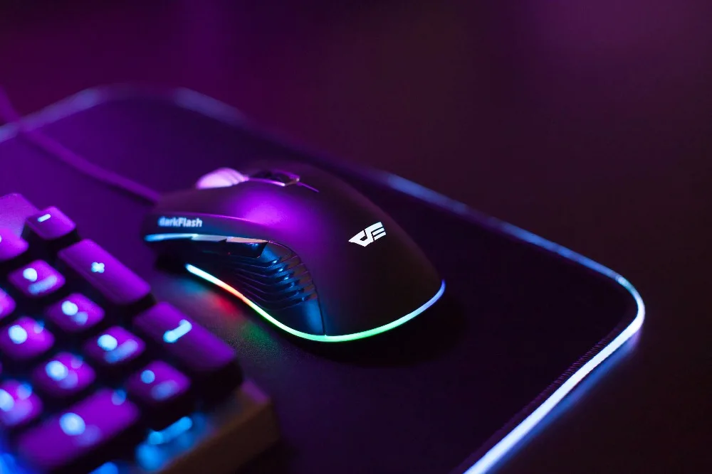 DarkFlash компьютерный коврик для мыши Проводная USB RGB разноцветная подсветка игровой коврик для мыши 300 мм* 800 мм Высококачественный нескользящий коврик для мыши для ноутбука