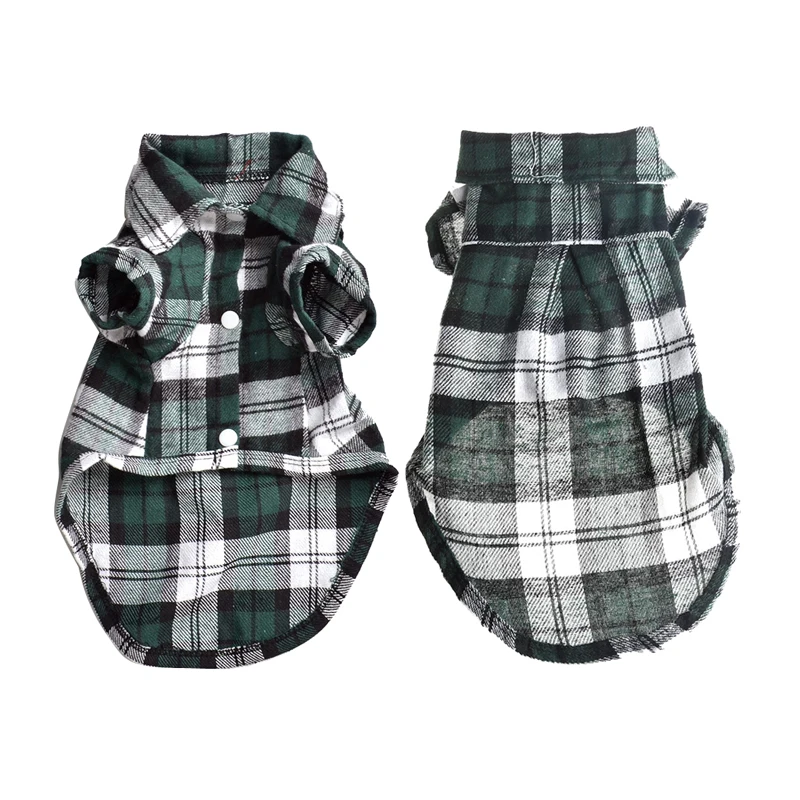 Клетчатая полосатая рубашка для щенков хлопковая футболка с коротким рукавом и