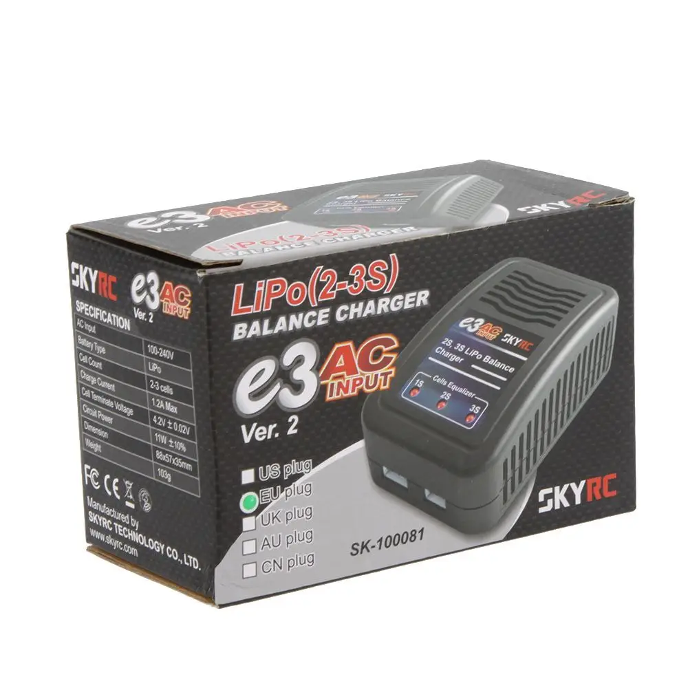 SKYRC SK 100081 E3 AC Вход 2 s 3 S Lipo Батарея баланс Зарядное устройство для RC США Plug|lipo battery