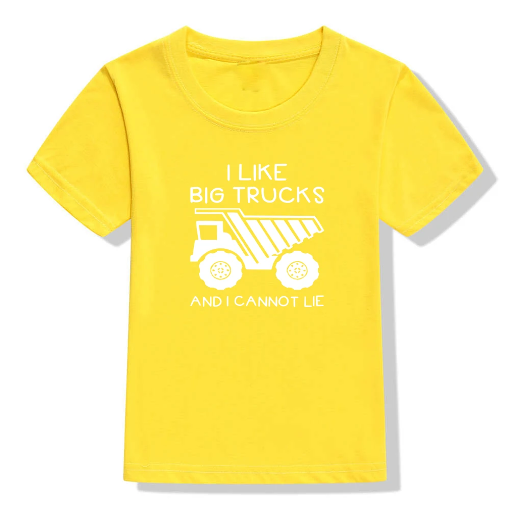 Детская футболка с надписью «I Like Big Trucks and I Not Lie» детские топы с круглым вырезом, забавная Повседневная Блузка для малышей, футболка милые рубашки для маленьких мальчиков