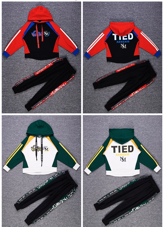 Комплект одежды для мальчиков и девочек хлопковый костюм танцев в стиле хип-хоп