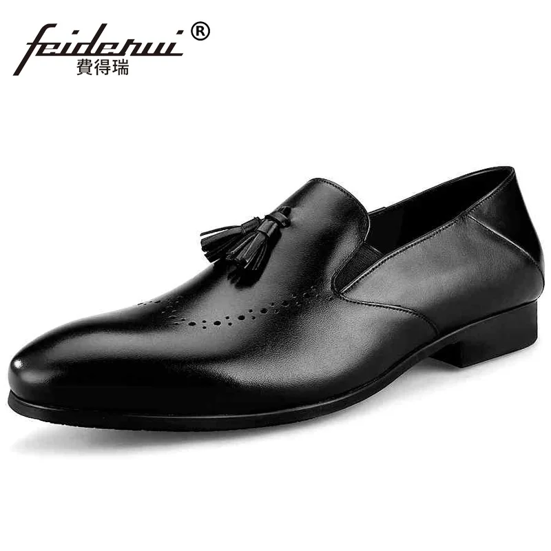 Винтажный британский стиль с острым носком резные мужские повседневная обувь