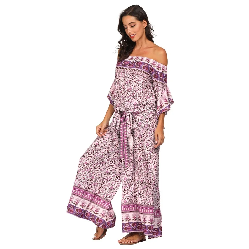 Женский комплект из 2 предметов с цветочным принтом пляжный костюм в стиле бохо