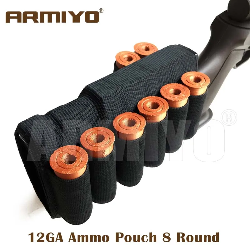 Тактические боевые патроны Armiyo черные охотничьи 8 круглых патронов 12GA 12 калибра
