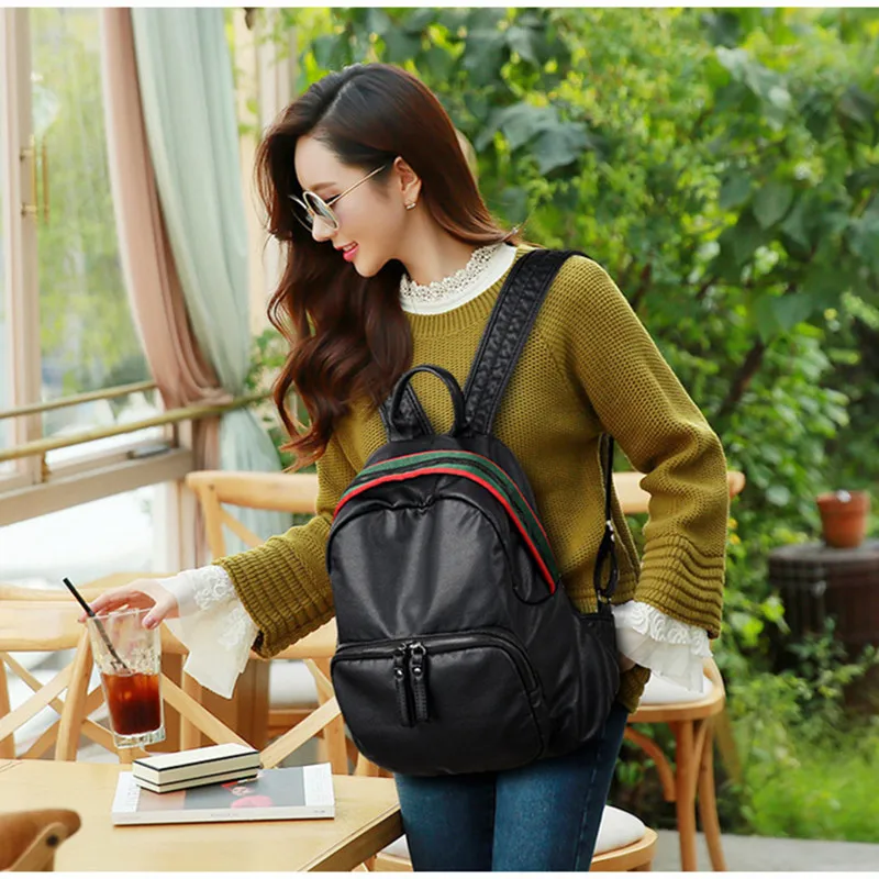 Женские Модные рюкзаки 2018 известных брендов из мягкой искусственной кожи рюкзак