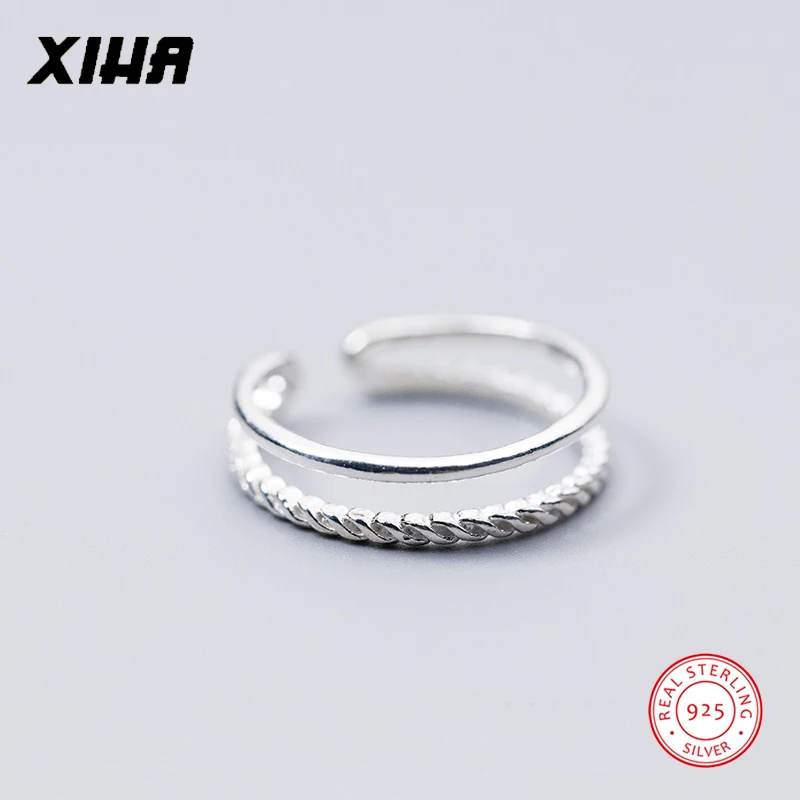 XIHA простой 925 Серебряные кольца для женщин минималистичный любимой Регулировка