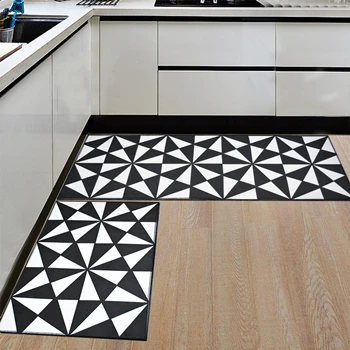 Black white triangle Yazi фланелевые черно-белые геометрические Коврики для кухни, коврик для двери, моющийся Мягкий Нескользящий длинный ковер, коврик для коридора - Цвет: Black white triangle