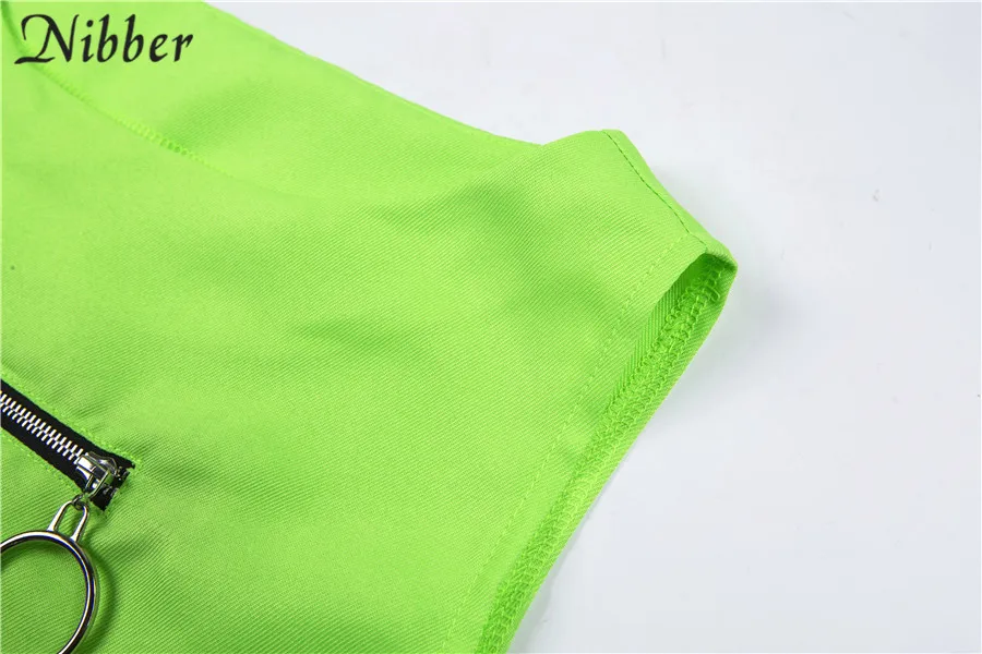 Nibber Лето неоновый зеленый пояс украшения короткие топы женские без рукавов teeshirt модная базовая женская уличная повседневная одежда футболка