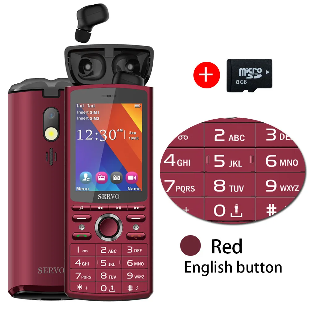 SERVO R25 2," мобильный телефон две sim-карты с Bluetooth 5,0 TWS беспроводные наушники 6000 мАч power Bank GSM WCDMA GPRS мобильный телефон - Цвет: Red English 8GB TF