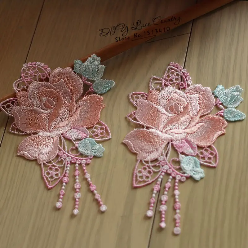 Бесплатная доставка размер 14*9 см (6 шт./лот) вышитая Полиэстеровая Кружевная