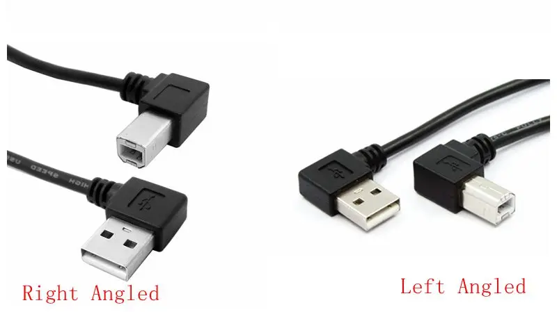 Правый и левый угол USB 2 0 A папа на B Тип BM сканер для принтера под прямым углом 90