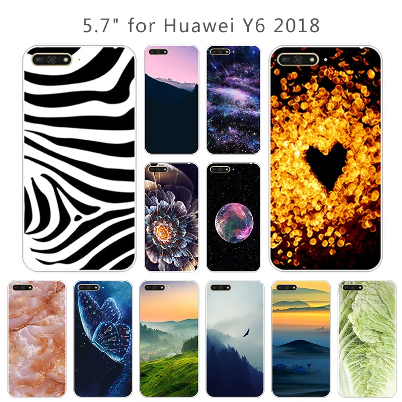 Чехол для Huawei Y6 2018 DIY прозрачный силиконовый чехол телефона 5 7 дюйма модный