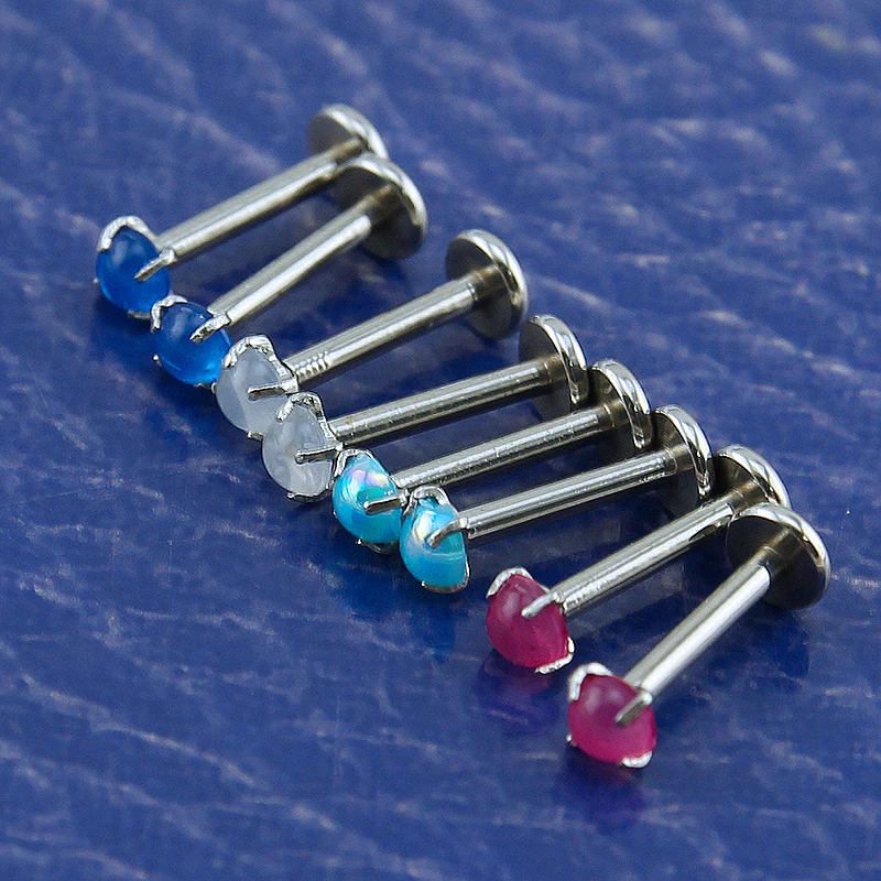 Гвоздик для губ из хирургической стали 16 г красочный камень Модные Серьги пусеты