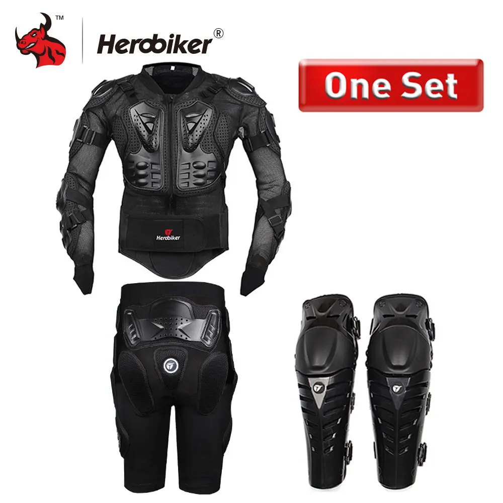 A style black HEROBIKER мотоциклетная Броня Защитная куртка+ шестеренки Шорты Брюки+ защита мотоциклетная наколенник черная мотоциклетная куртка - Цвет: A style black