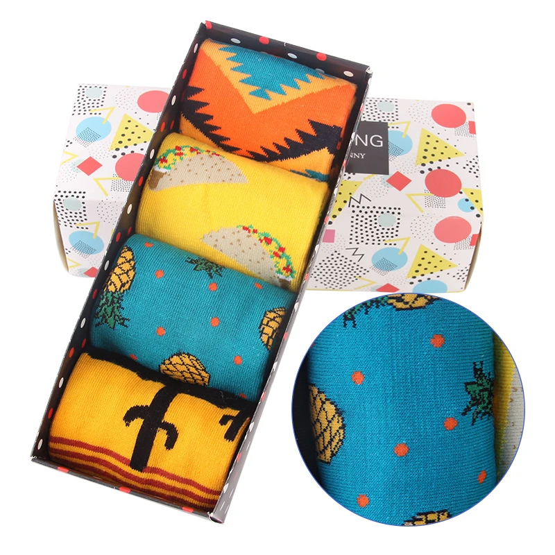 JULY'S песня без коробки 4 пары много Happy Socks Для мужчин s смешные носки брендовые хлопковые Для мужчин платье носки креативные носки