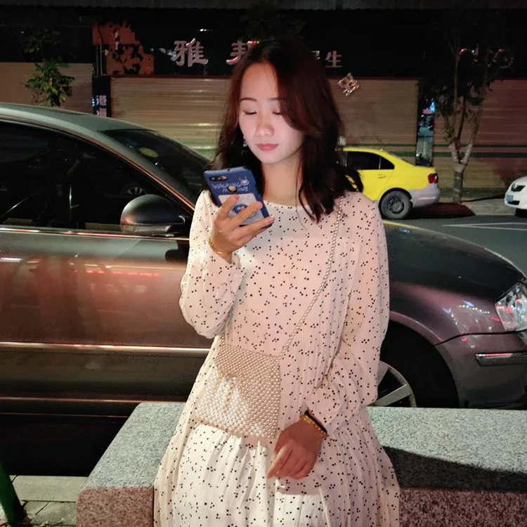 Ручная работа женские жемчужные сумочки тканые бисерные оболочки сумка мини