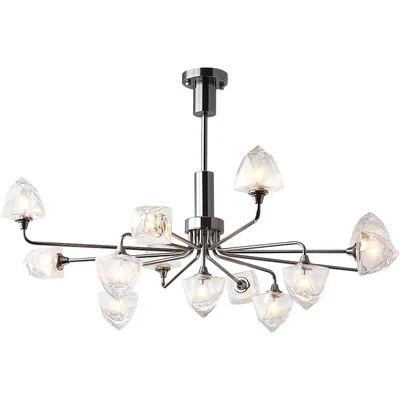 

Modern LED Glass Chandelier Ice Cube Dining Room Kitchen Living Room Designer Lighting Luminaire Plating Pearl Black