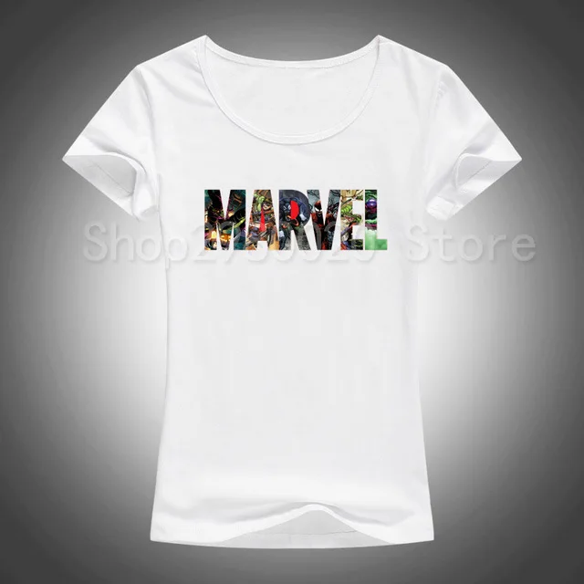 2 Модная футболка Marvel с коротким рукавом, женская футболка с принтом черной Пантеры, футболка с круглым вырезом, комическая футболка с надпись Marvel, топы, женская белая одежда, футболка - Цвет: 2