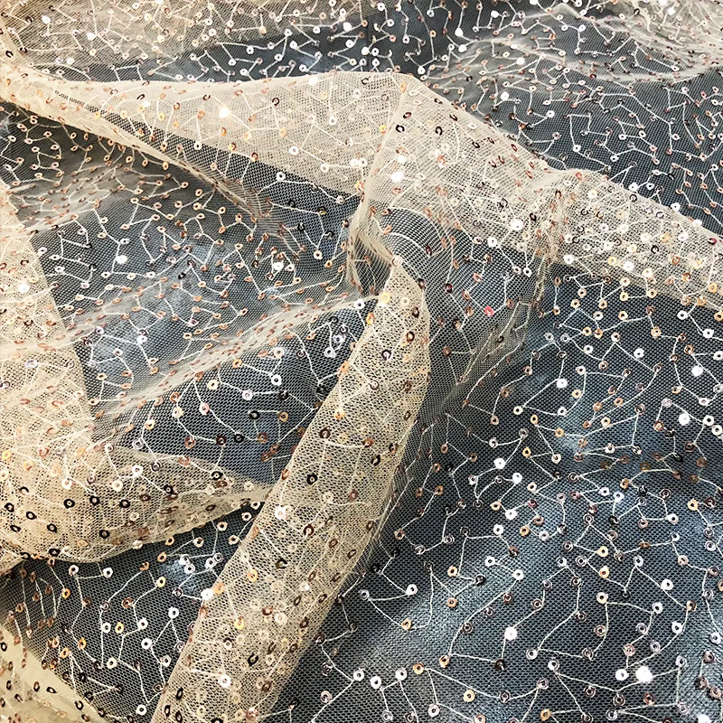 Новинка 2019 модная блестящая сетчатая ткань для платья со звездными блестками