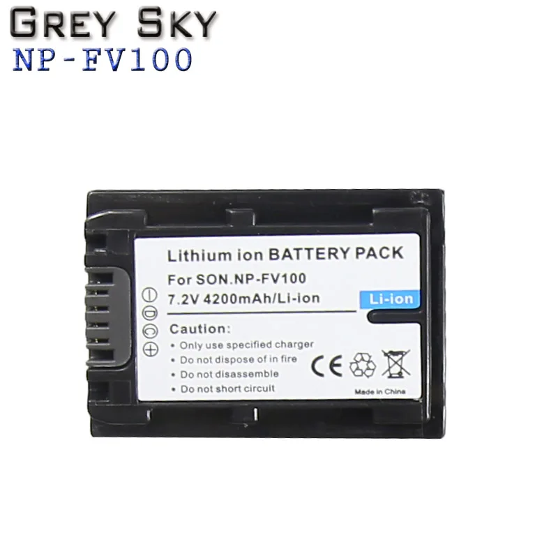 2 шт. 4200 мАч NP FV100 NP-FV100 FV100 Батарея батареи для sony NP-FV30 NP-FV50 NP-FV70 SX83E SX63E FDR-AX100E AX100E HDR камера - Цвет: 1 battery