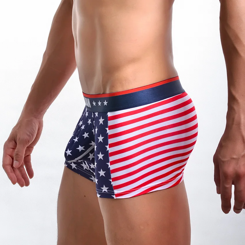 Мужские хлопковые трусы-боксеры с принтом в виде американского флага | Мужская