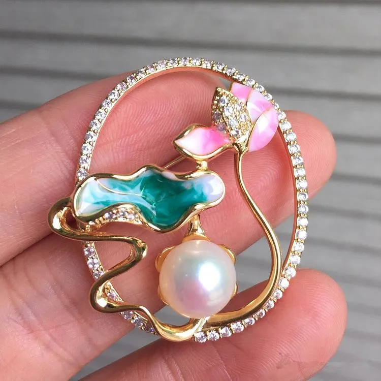 Lotus pond moonlight real freshwater pearl brooches | Украшения и аксессуары