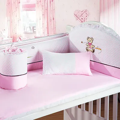 

Promotion! 4PCS Baby Cot Bedding Set Newborn Cartoon Crib Bedding ropa de cuna,120*60/120*70cm