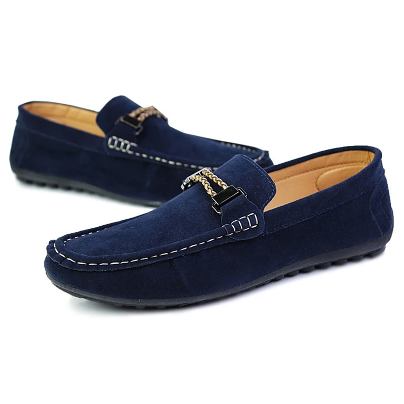 Мужские замшевые лоферы без шнуровки Повседневные Классические туфли на плоской