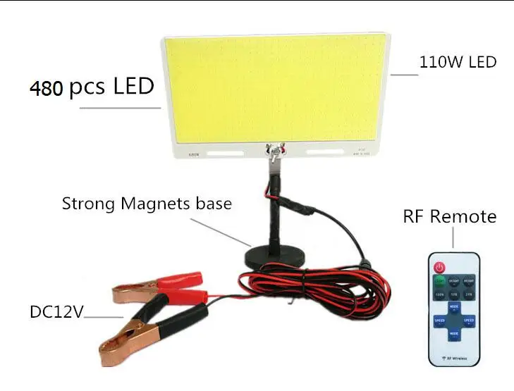 ZZEL ZYEL DC12v 110 Вт 1 шт. светодиодный фонарь с дистанционным управлением для наружного освещения, лампа для кемпинга, лампа для ночной рыбалки, путешествий, с радиочастотным управлением