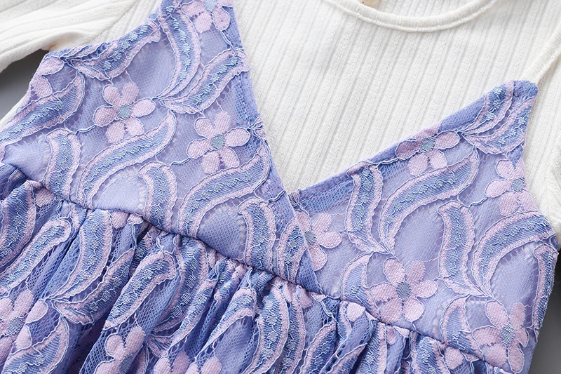 Кружевные платья для девочек 2019 вечернее платье принцессы на весну и осень