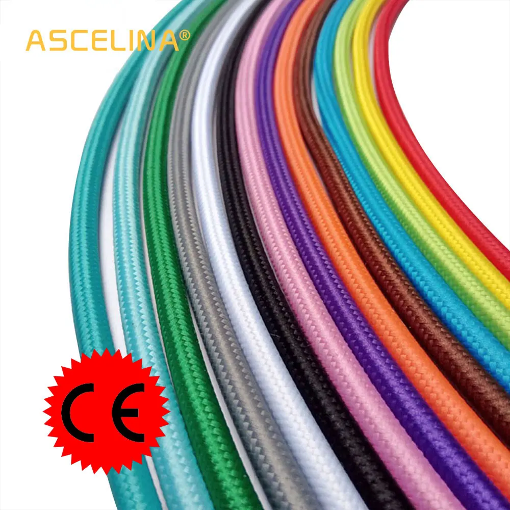 

2x0.75 DIY Vintage Color Electrical Cord Twisted Cable Retro Braided Fabric Pendant lamp wire eletrical cable Wholesale Price