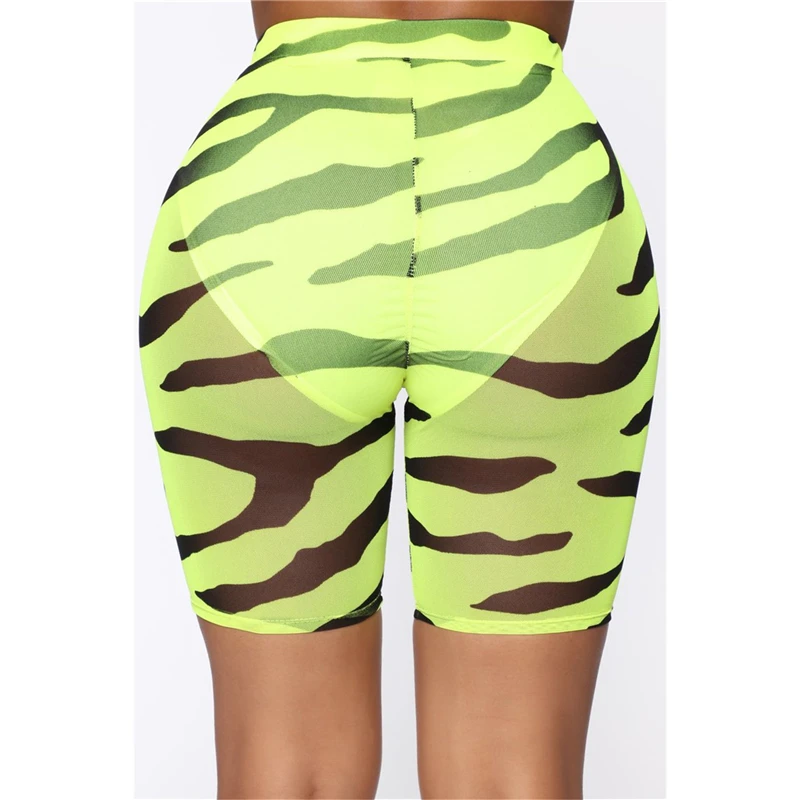 Шорты женские Сетчатые эластичные с высокой талией пикантные облегающие пляжные