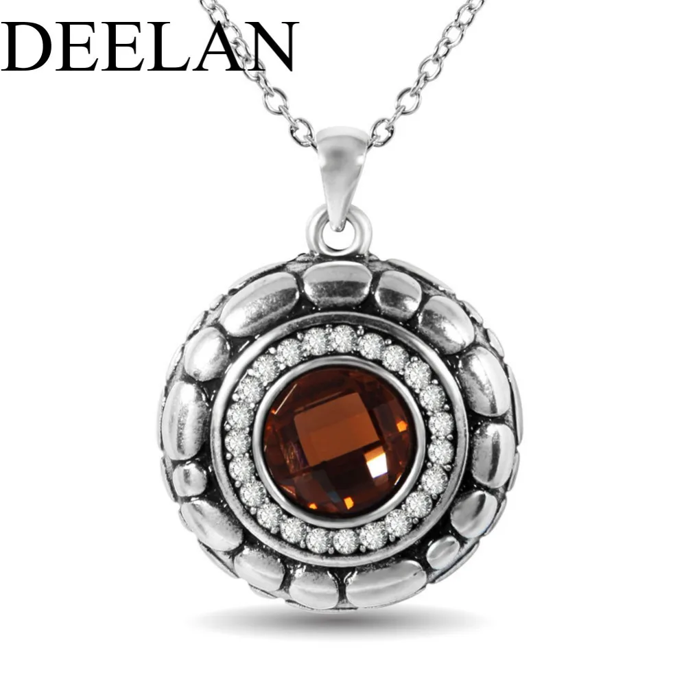 Deelan Мода Древний серебряный цвет круглый Подвески Для мужчин и женщин звено цепи