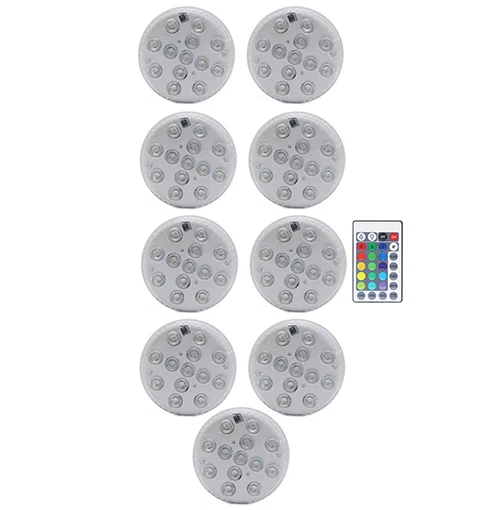 1 controller 9 Lamp 13 светодиодов RGB погружной светильник на батарейках для бассейна подводный ночной Светильник ваза Свадебная вечеринка праздник сад празднование - Испускаемый цвет: 1 controller 9 Lamp