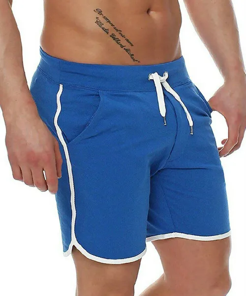 Для мужчин Slim Fit спортивный костюм скинни бега впитывает пот и шорты - Цвет: Синий
